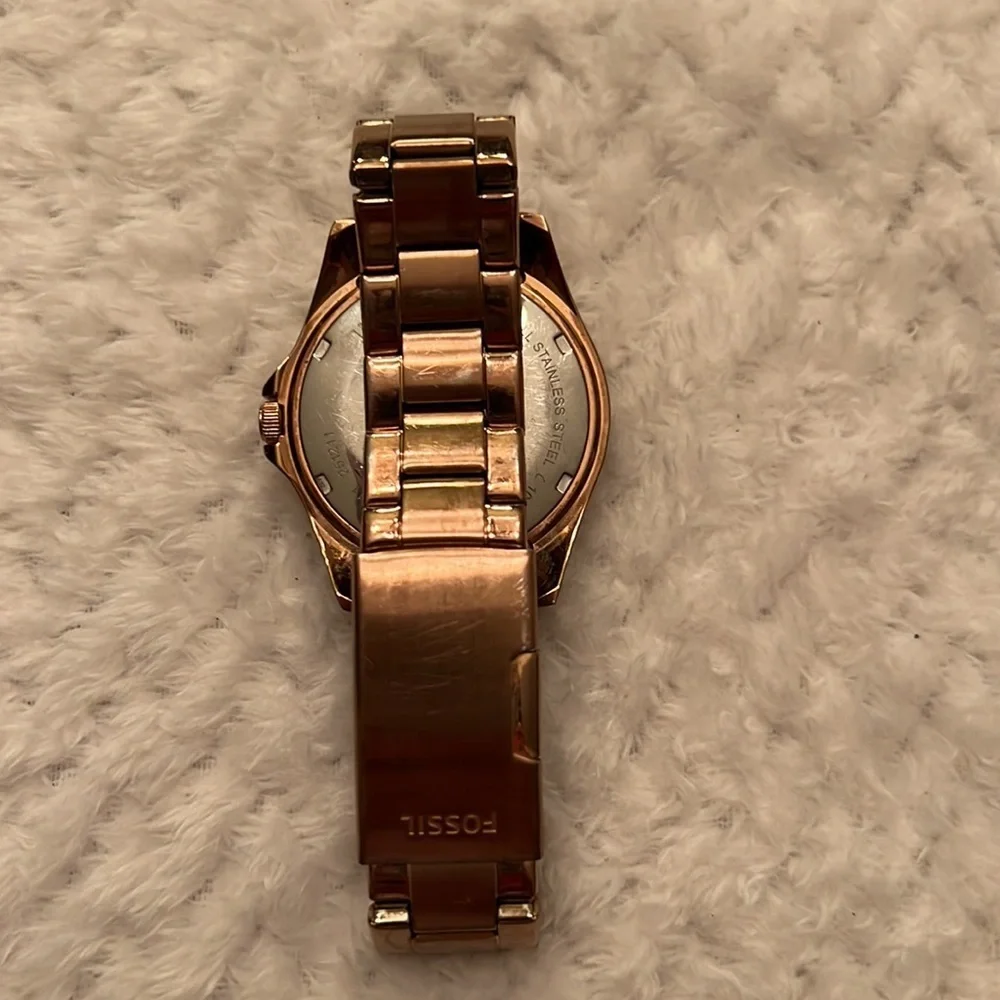 Fossil Womens Riley Multifunction Watch Crystals Rose Gold